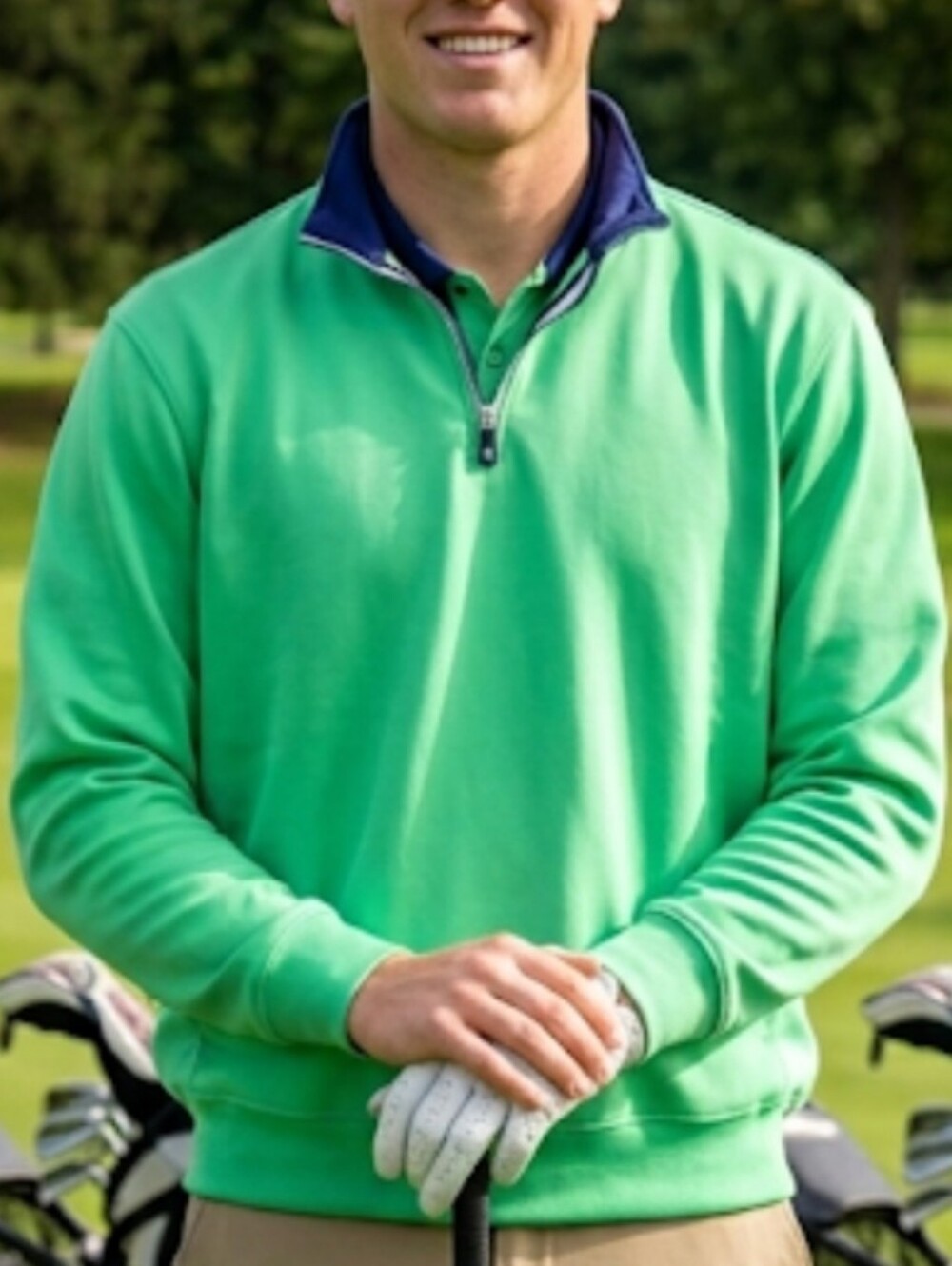 Fairway & Greene Tech 1/4 Zip Pullover Kelly Green Golf Athletic Sweater Large